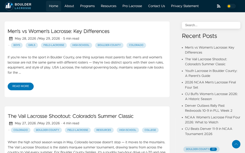 boulderlacrosse.com homepage