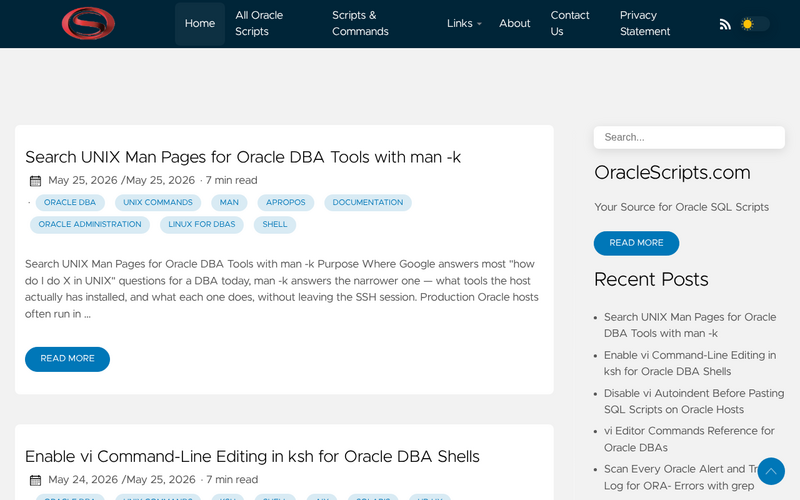 oraclescripts.com homepage