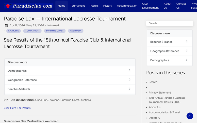 paradiselax.com homepage