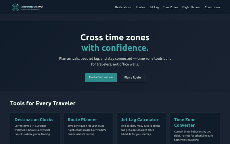 timezonestravel.com homepage